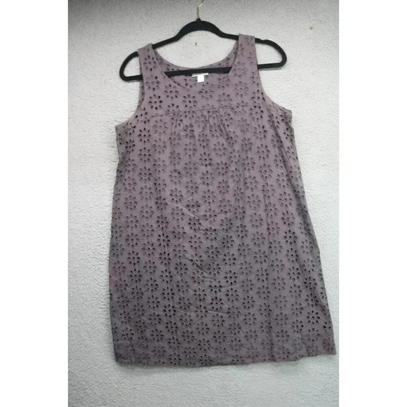 Garnet Hill Gray Eyelet Dress-Size 10-Lined - Picture 1 of 8